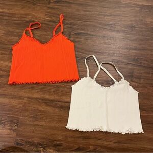 LAST CHANCE 2 Aerie Ribbed Lettuce-edge Cropped Tanks Size M